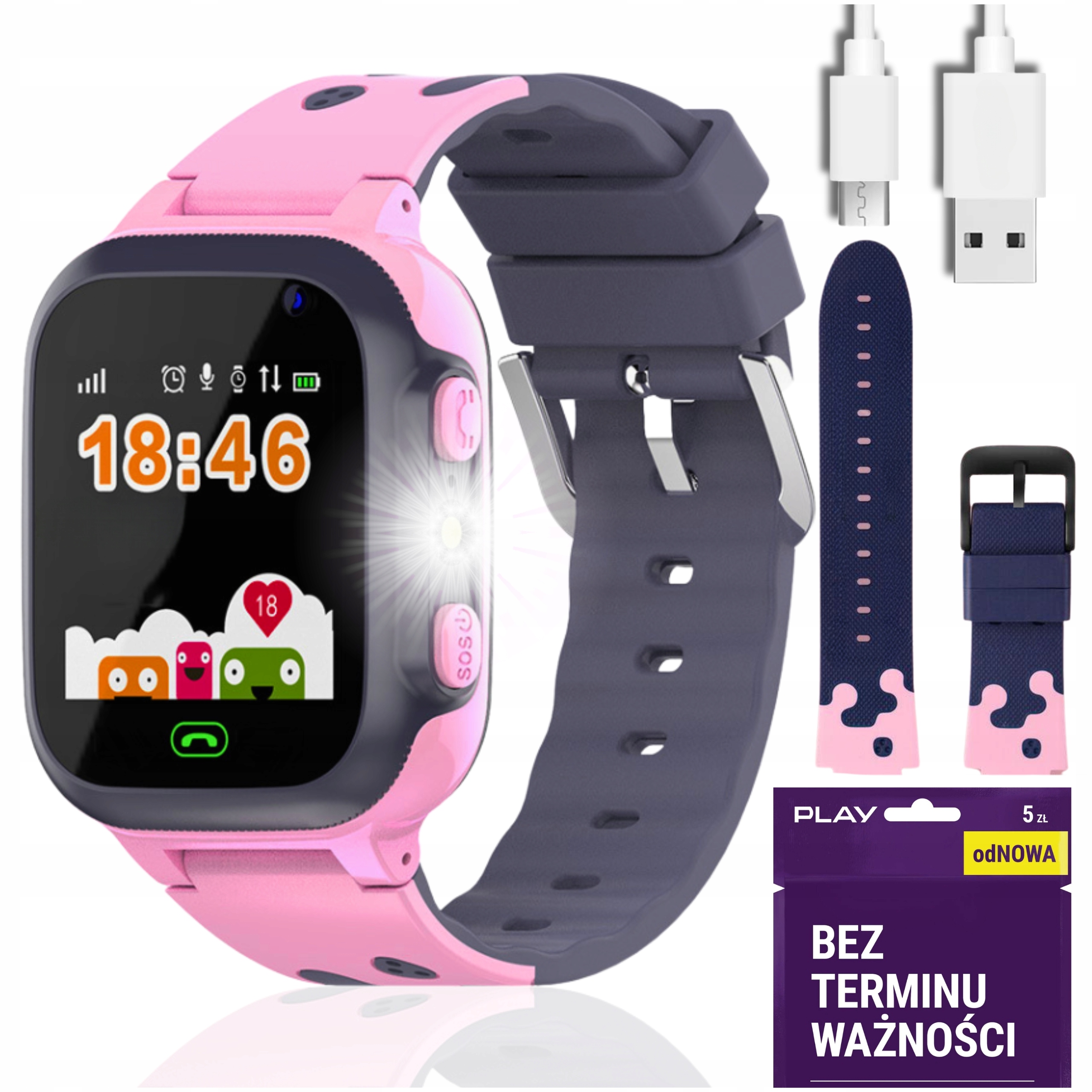 Smartwatch moobilly hodinky pre deti DETSKÉ HODINKY S UMIESTNENÍM ružové + 2 ďalšie produkty